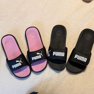Puma Black and Pink Slide Sandals 2pair